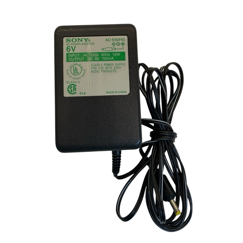 VTG Sony AC Power Adaptor AC-E60HG 6V 700mA Audio Power Supply Black Excellent